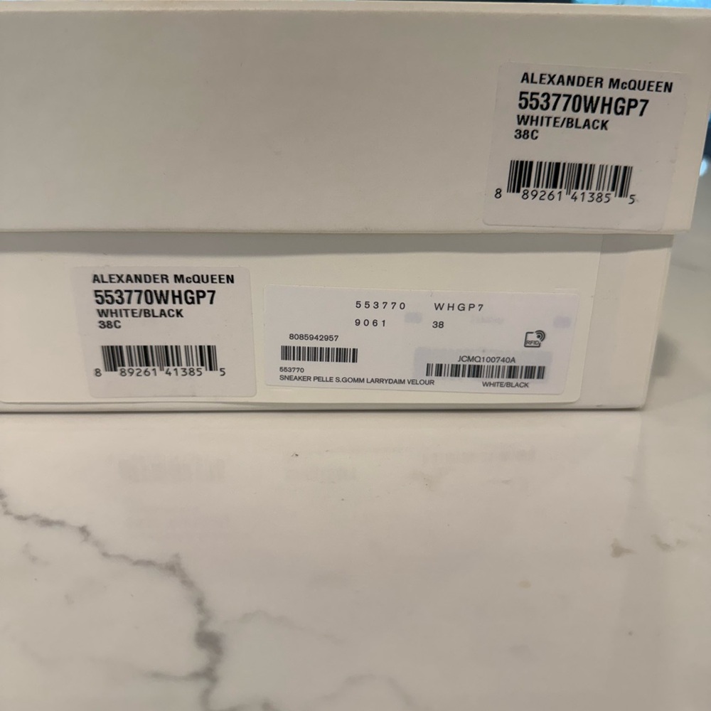 Alexander McQueen White/Black Sneaker Box — Branded Labels with receipt - Picture 2 of 6